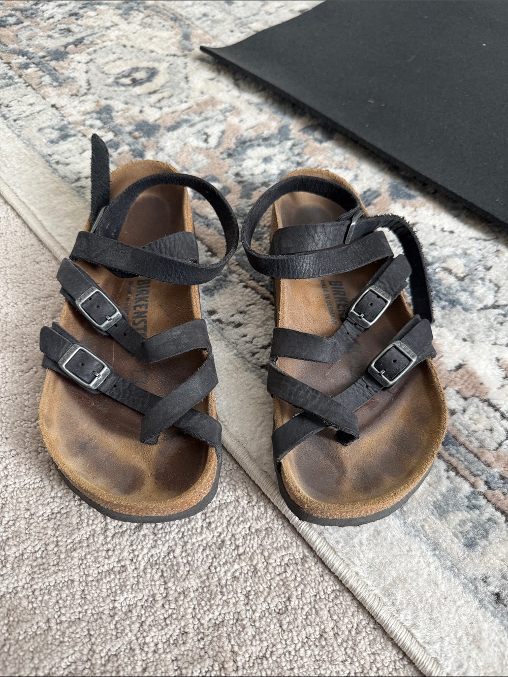 Birkenstock Wrap Black Multi-Strap Leather Sandals